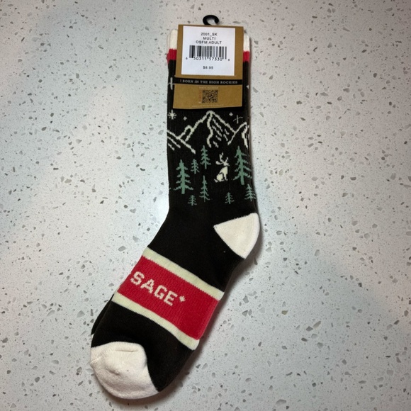 Jack + Sage Women's Venture Out Socks Brown Cream Red Stretch Mountains One Size - Picture 5 of 7